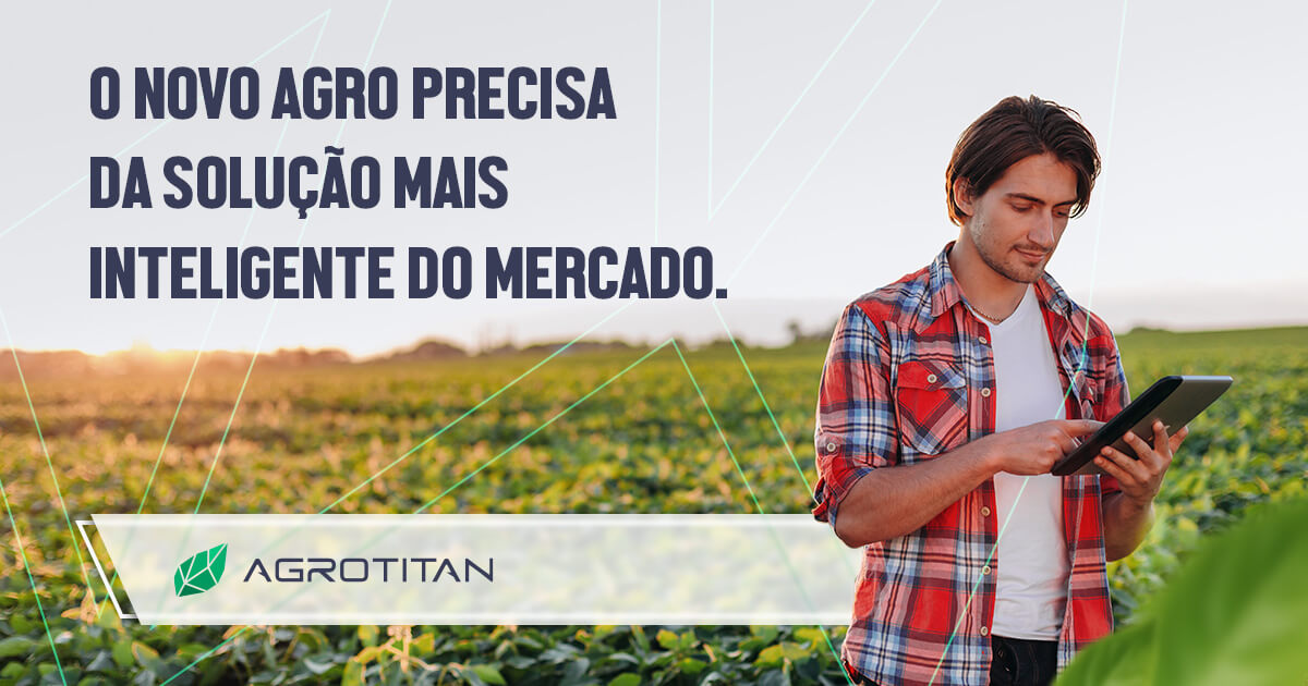homem controlando agronegócio brasileiro com agrotitan no tablet